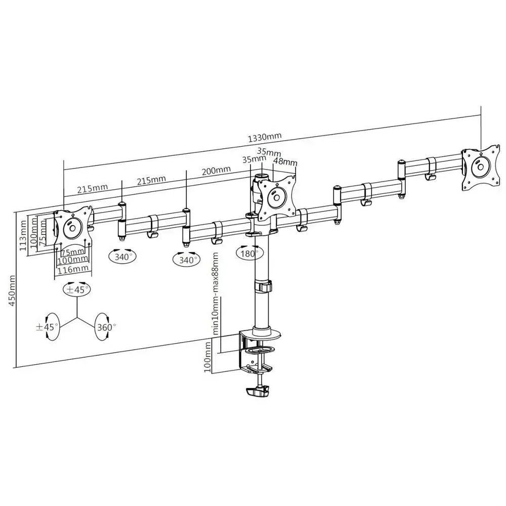 EQUIP BRACK, DESK 13"-27" ARTICULATING D Guards On Duty Security