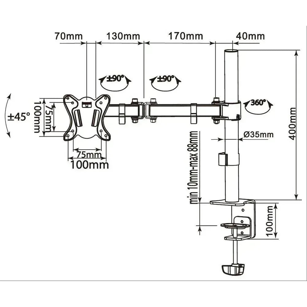 EQUIP BRACK, DESK 13"-27" ARTICULATING D Guards On Duty Security