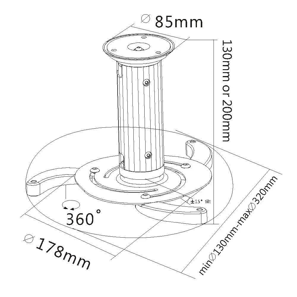 EQUIP BRACK, PROJECTOR CEILING MOUNT Guards On Duty Security