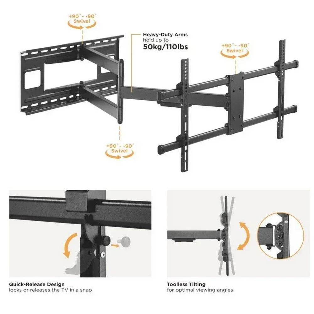 EQUIP BRACK, TV 43"-80" FULL MOTION WALL Guards On Duty Security