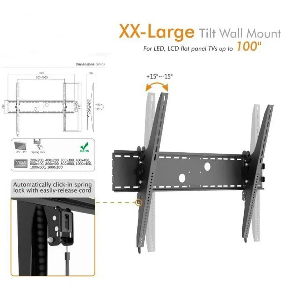 EQUIP BRACK, TV 60"-100" TILT CURVED MT Guards On Duty Security