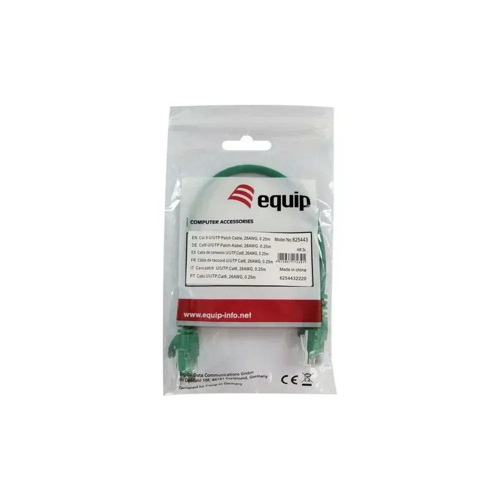 EQUIP CABLE, NET/W CAT6E PATCH 0.25M GRN Guards On Duty Security