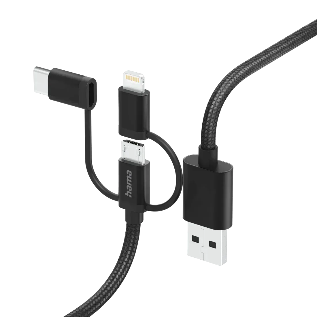 HAMA 3-IN-1 MULTI CHARGING CABLE USB-A, MICRO-USB, LIGHTNING 1.5M - Guards On Duty Shop & Security Guards