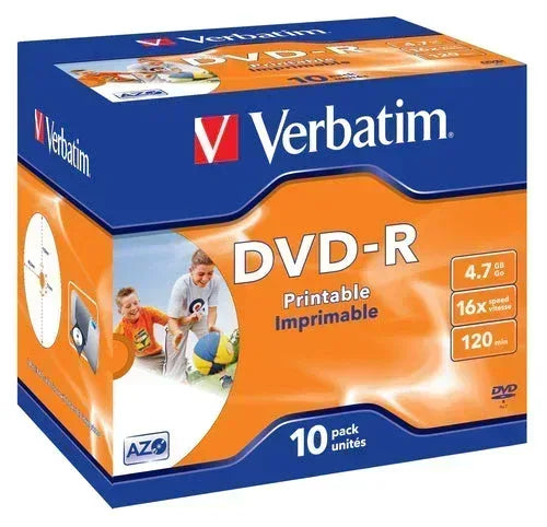 VERBATIM 4.7GB DVD-R (16X) - PRINTABLE JEWEL CASE (BOX OF 10) - Guards On Duty Shop & Security Guards