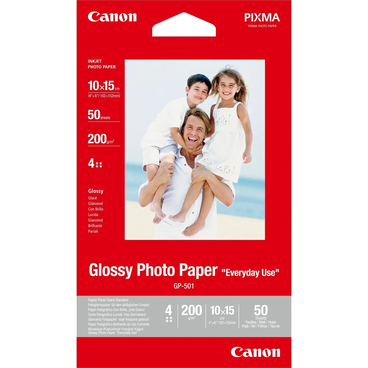 CANON GP-501- EVERYDAY USE GLOSSY, GP-501 4 X 6 (10 X 15) - 50 SHEETS EVERYDAY USE GLOSSY 4 X 6"(10 X 15) - 200 GSM, 0.21MM THICK - Guards On Duty Shop & Security Guards