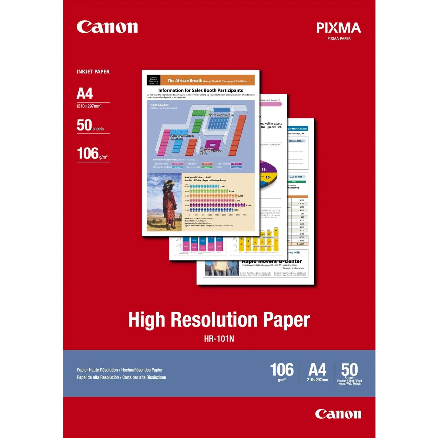 CANON HR-101- HIGH RESOLUTION PAPER, HR-101N A4 (50 SHEETS)HIGH RESOLUTION PAPER A4 - 50 SHEETS. 106 GSM, 0.12MM THICK - Guards On Duty Shop & Security Guards