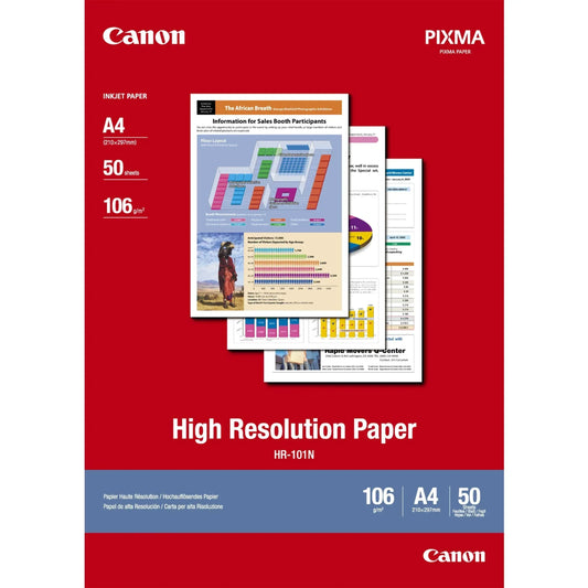 CANON HR-101- HIGH RESOLUTION PAPER, HR-101N A4 (50 SHEETS)HIGH RESOLUTION PAPER A4 - 50 SHEETS. 106 GSM, 0.12MM THICK - Guards On Duty Shop & Security Guards
