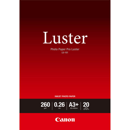 CANON LU-101 - PRO LUSTER LU-101 A3+ - 20 SHEETS PRO LUSTER A3+ - 20 SHEETS. 260GSM, 0.26MM THICK - Guards On Duty Shop & Security Guards