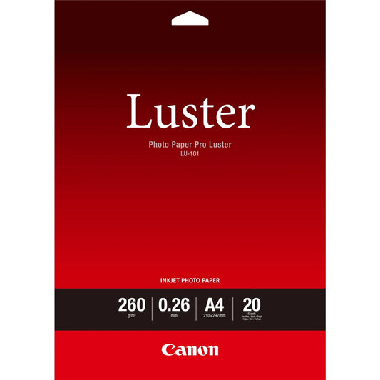 CANON LU-101 - PRO LUSTER LU-101 A4 - 20 SHEETSPRO LUSTER A4 - 20 SHEETS. 260GSM, 0.26MM THICK - Guards On Duty Shop & Security Guards