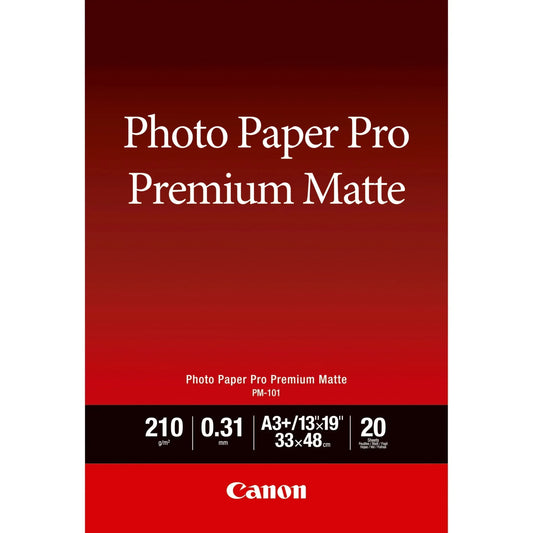 CANON PM-101- PRO PREMIUM MATT PM-101 A3+ - 20 SHEETSPRO PREMIUM MATTE A3+ - 20 SHEETS. 210 GSM, 0.31MM THICK - Guards On Duty Shop & Security Guards
