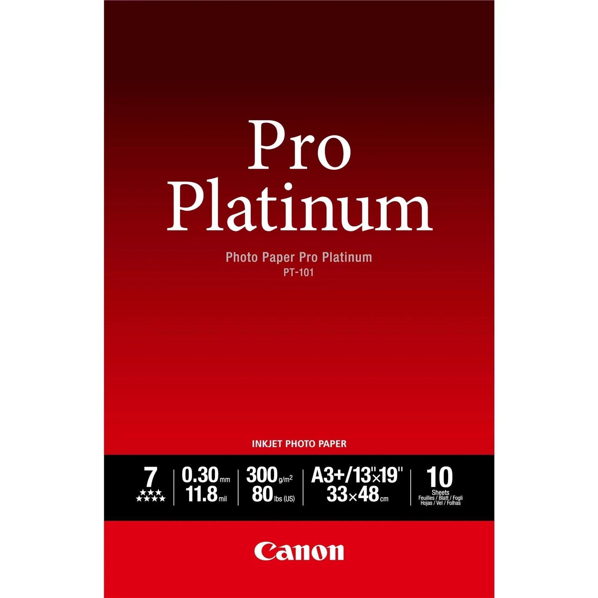 CANON PT-101 - PRO PLATINUM PT-101 A3+ - 10 SHEETSPRO PLATINUM A3+ - 10 SHEETS. 300 GSM, 0.30MM THICK - Guards On Duty Shop & Security Guards