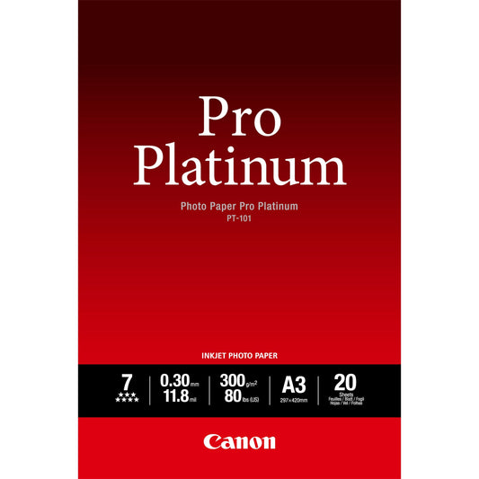 CANON PT-101 - PRO PLATINUM PT-101 A3 - 20 SHEETSPRO PLATINUM A3 - 20 SHEETS. 300 GSM, 0.30MM THICK - Guards On Duty Shop & Security Guards