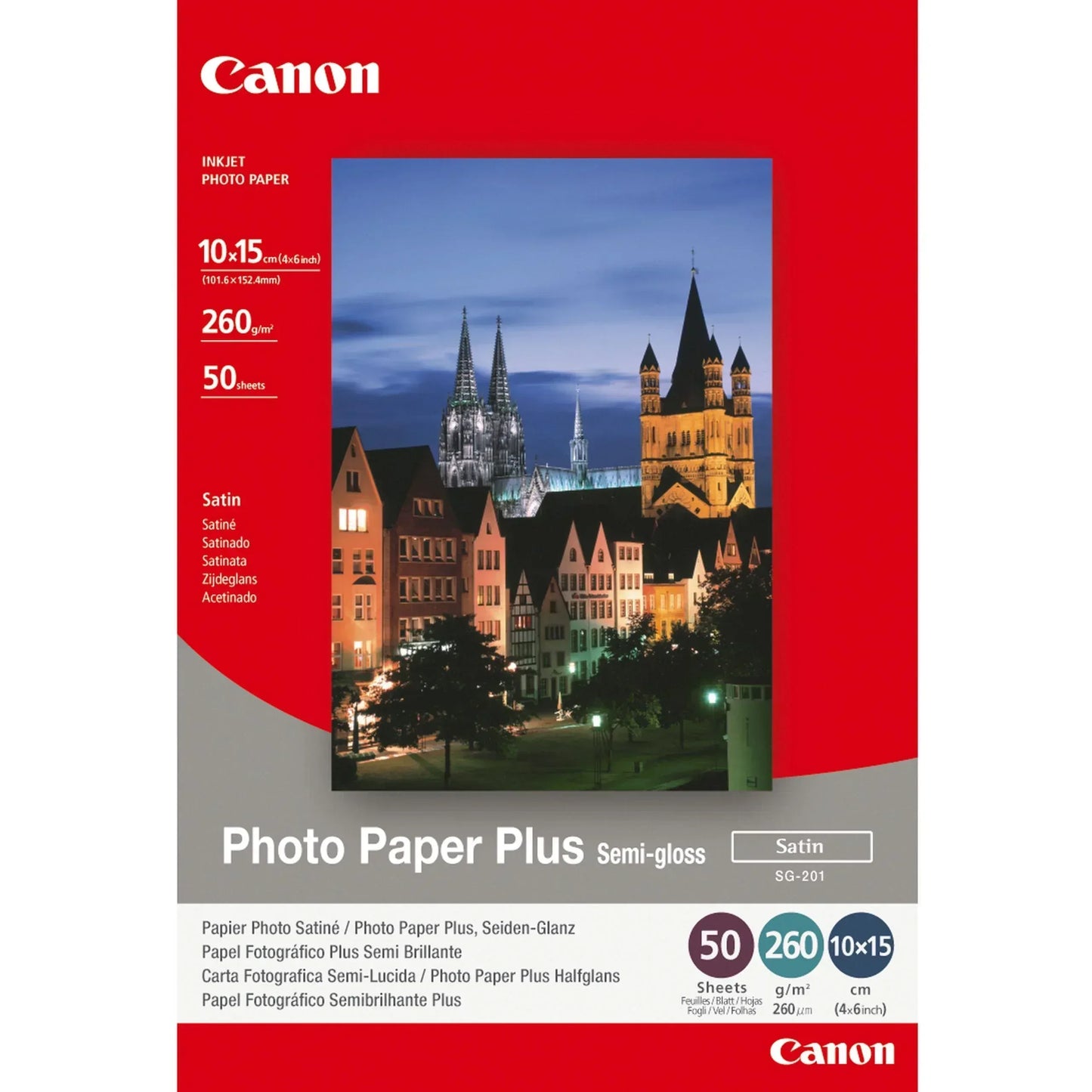 CANON SG-201- PLUS SEMI GLOSS, SG-201 4 X 6 (10 X 15CM) - 50 SHEETS SEMI GLOSS 4 X 6"' (10 X 15CM) - 50 SHEETS. 260 GSM, 0.26MM THICK - Guards On Duty Shop & Security Guards