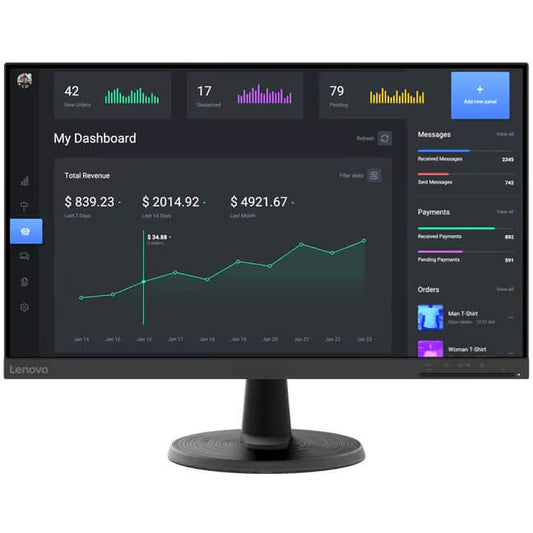LENOVO C24-40 23,8INCH FHD MONITOR (VA PANEL, 60HZ, 4MS, HDMI, VGA, 3-SIDE BORDERLESS) - TILT STAND, 3 YEARS WARRANTY - Guards On Duty Shop & Security Guards
