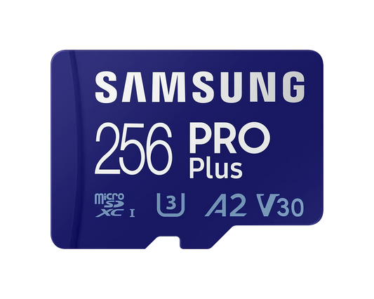 SAMSUNG PRO PLUS MICROSDXC MEMORY CARD, READ : UP TO 160MB/S WRITE : UP TO 120MB/S WITH UHS-1 INTERFACE, SPEED CLASS (U3, V30, A2) 256GB 10 YEARS WARRANTY - Guards On Duty Shop & Security Guards