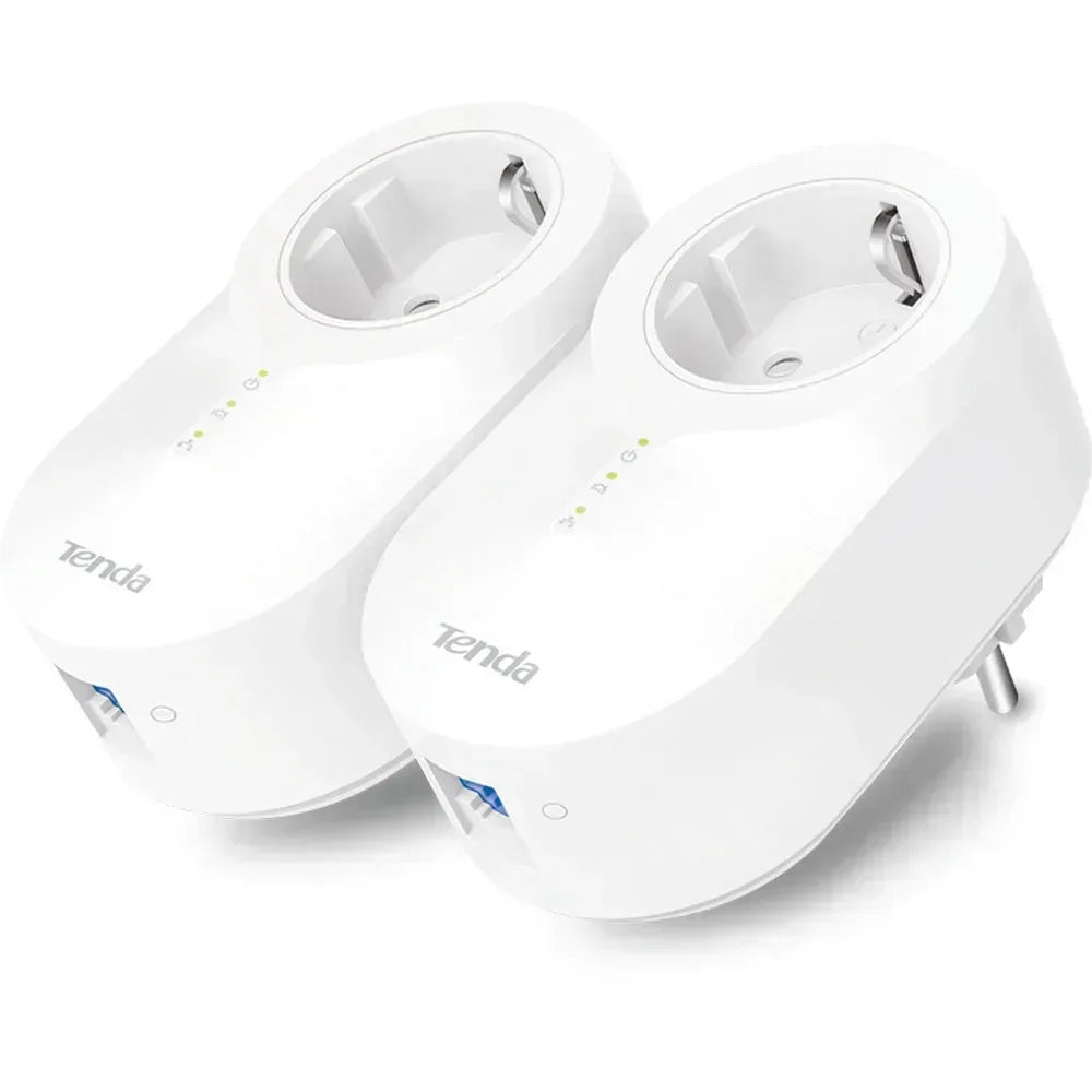 Tenda Powerline AV1000 Gigabit Kit with Integrated Power Socket Guards On Duty Security