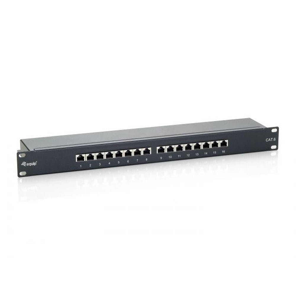 EQUIP PANEL, CAT6E STP 16-PORT, 1U BLACK - Guards On Duty Shop