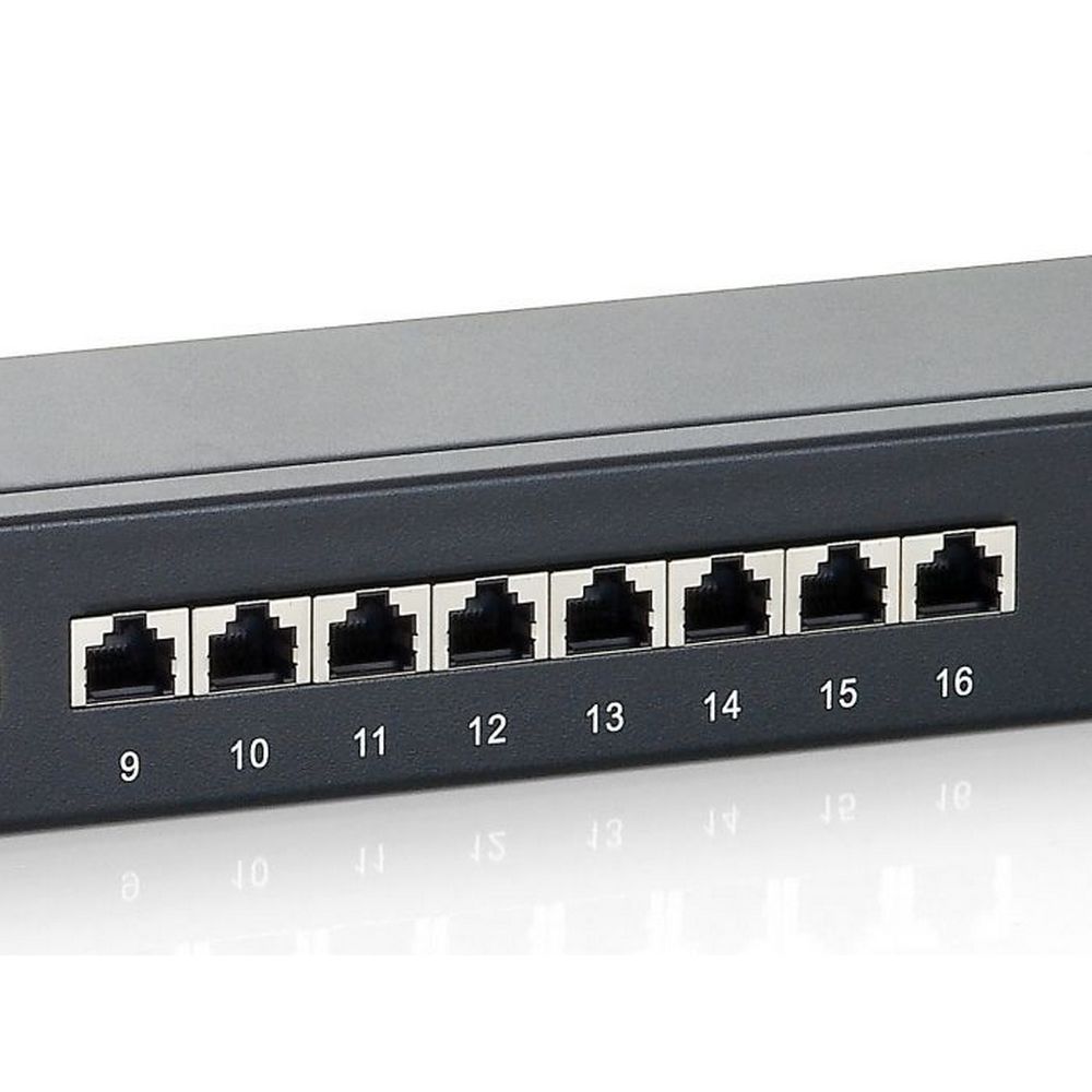 EQUIP PANEL, CAT6E STP 16-PORT, 1U BLACK - Guards On Duty Shop