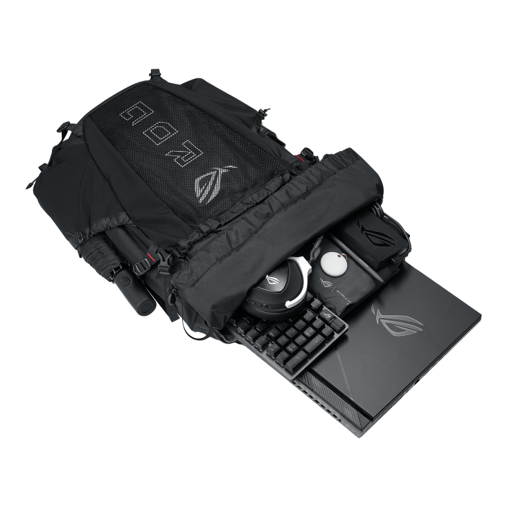 ASUS BP3800 ROG ARCHER ERGOAIR Backpack|40l Storage|Up to 18 inch|Heavy duty breathable foam backrest padded|Black|Tech pouch fo