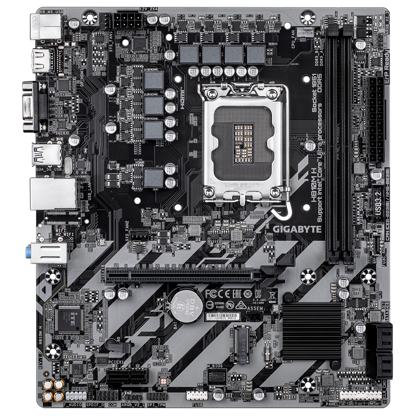 GIGABYTE Intel® H810 Chipset for LGA 1851; 2x DDR5; 1x M2; HDMI 1x VGA; mATX