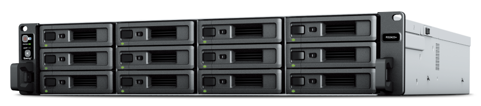 RackStation 12-bay (up to 24-bay); AMD Ryzen V1780B 2.4Ghz; 8GBDDR4 ECC (Up to 32GB); 2 x 1GbE PORT; Support RX1223RP expansion