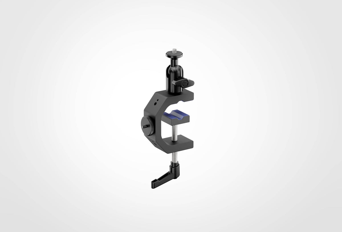 Elgato Heavy Clamp - Heavy-duty G-Clamp; Ball head and four ¼-inch threads; Rubber pad with tube groove.
