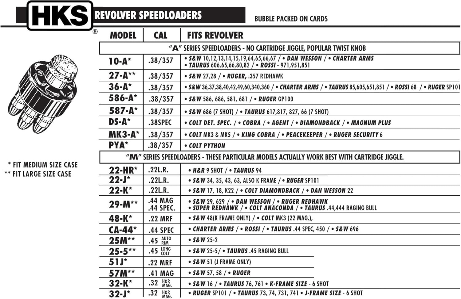 HKS SPEEDLOADER 38/357 6 RD HKS SPEEDLOADER 38/357 6 RD