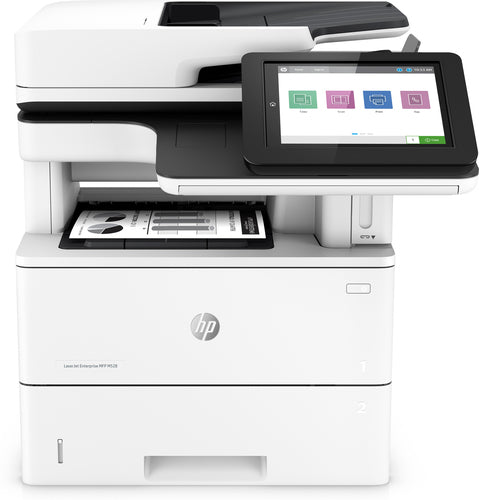 HP LJ ENTERPRISE MFP M528F - HP LASERJET ENTERPRISE MFP M527F 4IN1, PRINT, COPY, SCAN, FAX, 5-15 USERS, PRINT UP TO 43PPM, STD DUPLEX, FLATBED SCAN, 43-IPM MONO & 38-IPM COLOUR, 100-SHEEET ADF (TWO-SIDED, SINGLE-PASS), SCAN TO - PDF, JPEG, TIFF, MTIFF, XP - Guards On Duty Shop