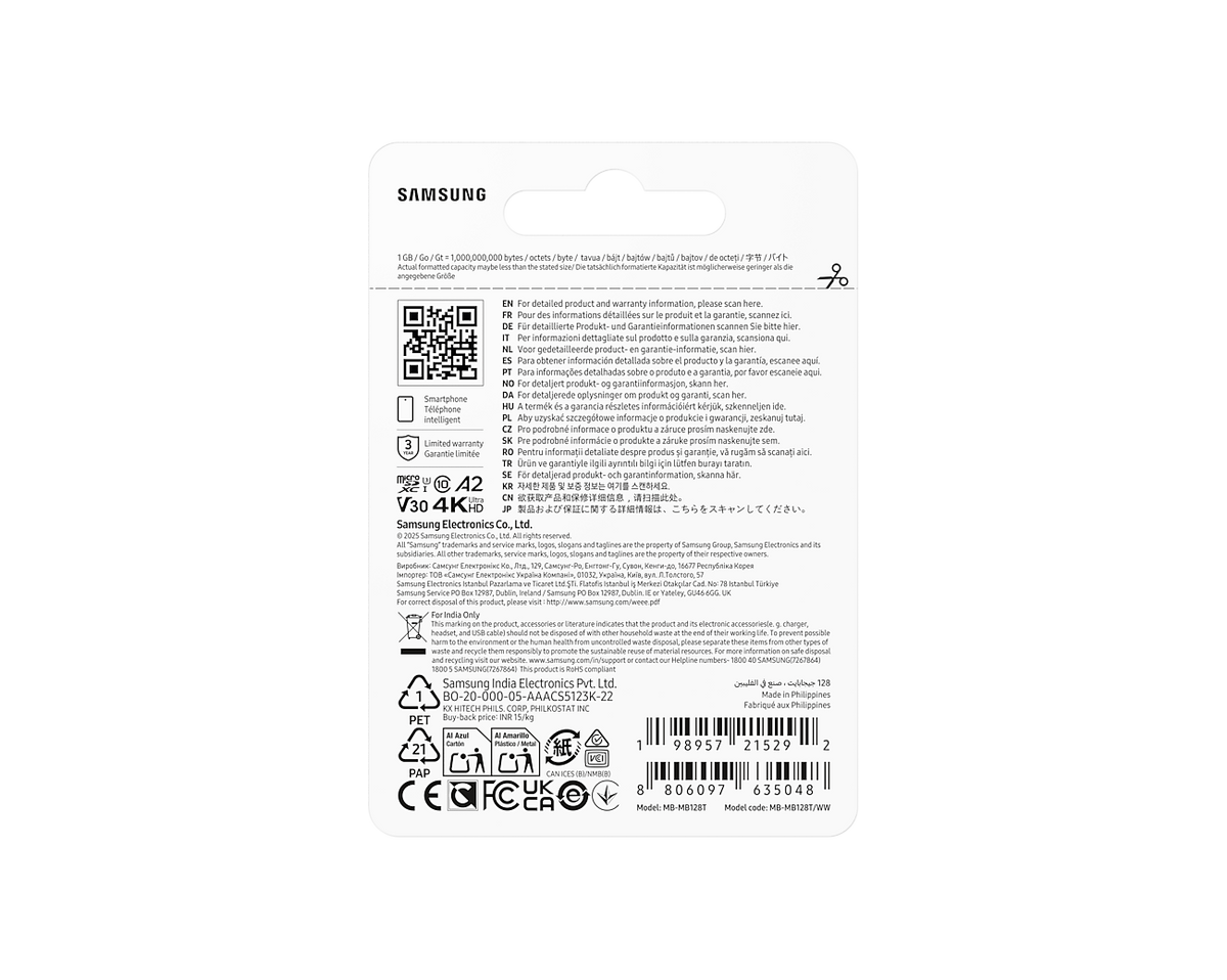 Samsung MB-MB128T T7 microSDXC Card; 128GB; Read : up to 170MB/s Write : Lower than Read Speed* Read/Write speed with UHS-1 inte