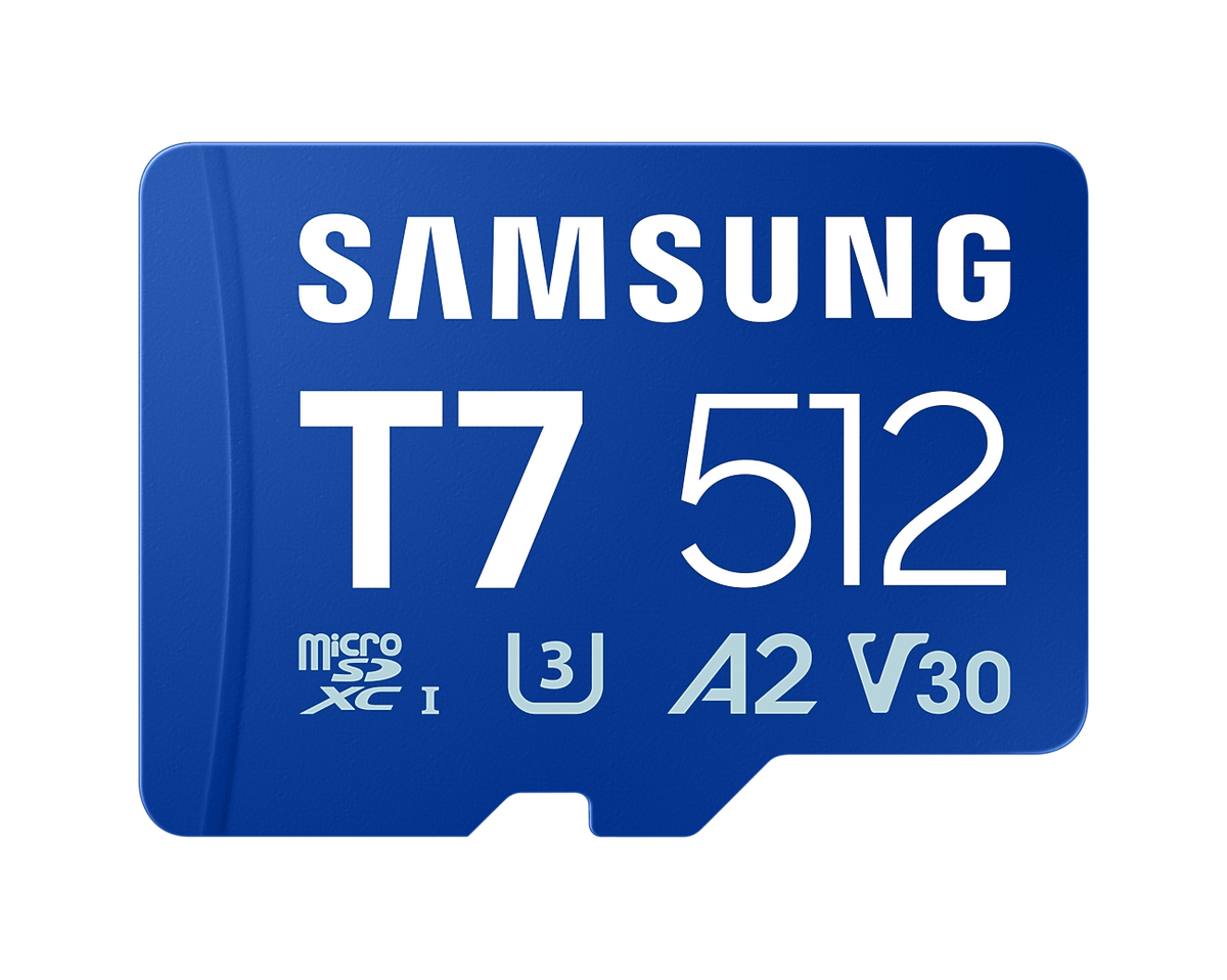 Samsung MB-MB512T T7 microSDXC Card; 512GB; Read : up to 170MB/s Write : Lower than Read Speed* Read/Write speed with UHS-1 inte