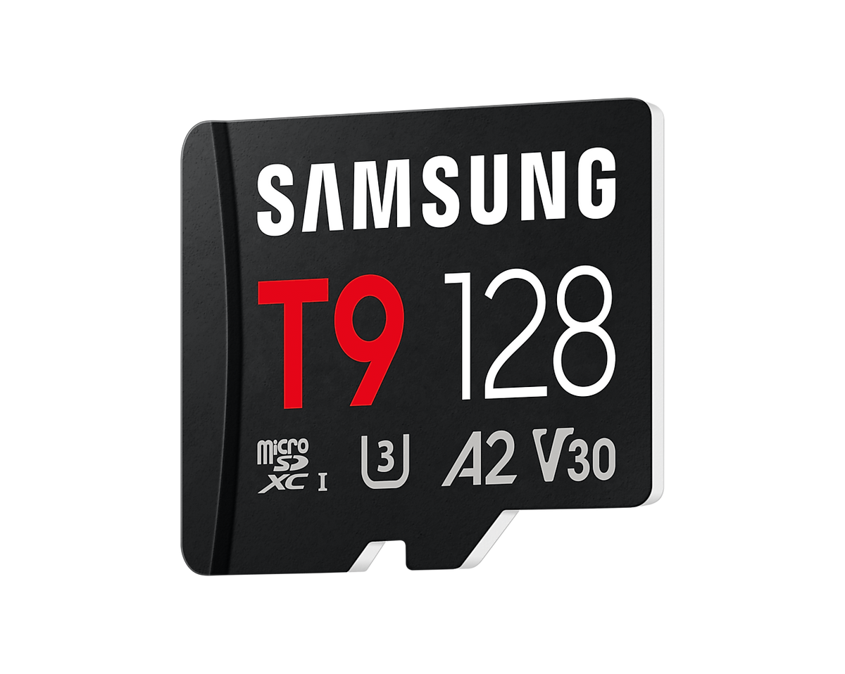 Samsung MB-MH128T T9 microSDXC Card; 128GB; Read : up to 200MB/s Write : up to 130MB/s with UHS-1 interface; Speed Class (U3; V