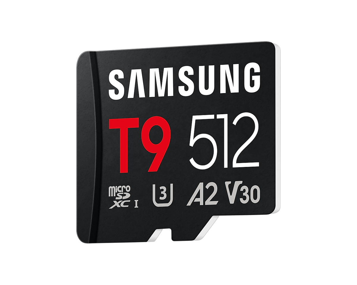 Samsung MB-MH512T T9 microSDXC Card; 512GB; Read : up to 200MB/s Write : up to 130MB/s with UHS-1 interface; Speed Class (U3; V