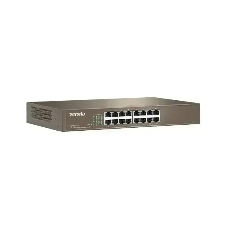 Tenda 16 Port 10/100 Desktop Rackmount Metal Switch Guards On Duty Security
