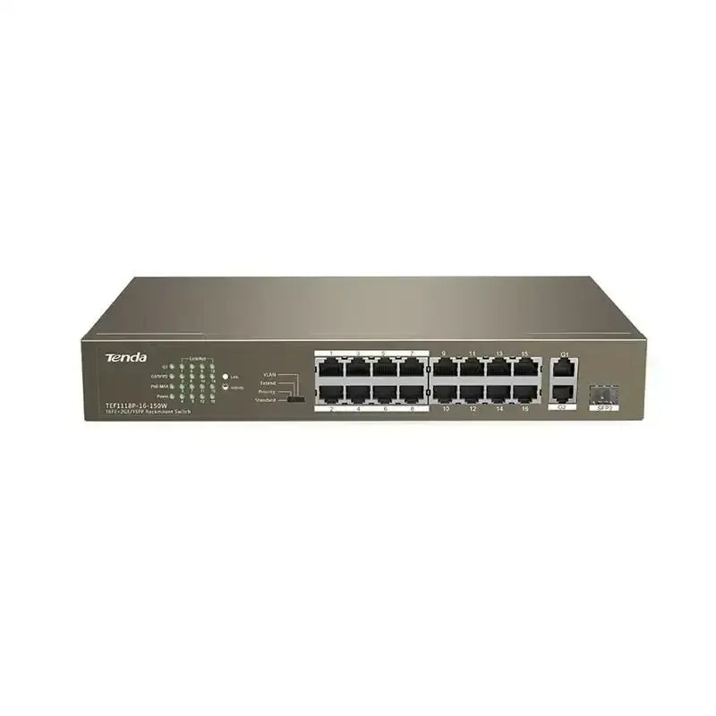 Tenda 16-Port Fast Ethernet Switch with 16-Port PoE | TEF1118P-16-150W Guards On Duty Security