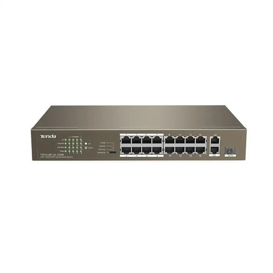 Tenda 16-Port Fast Ethernet Switch with 16-Port PoE | TEF1118P-16-150W