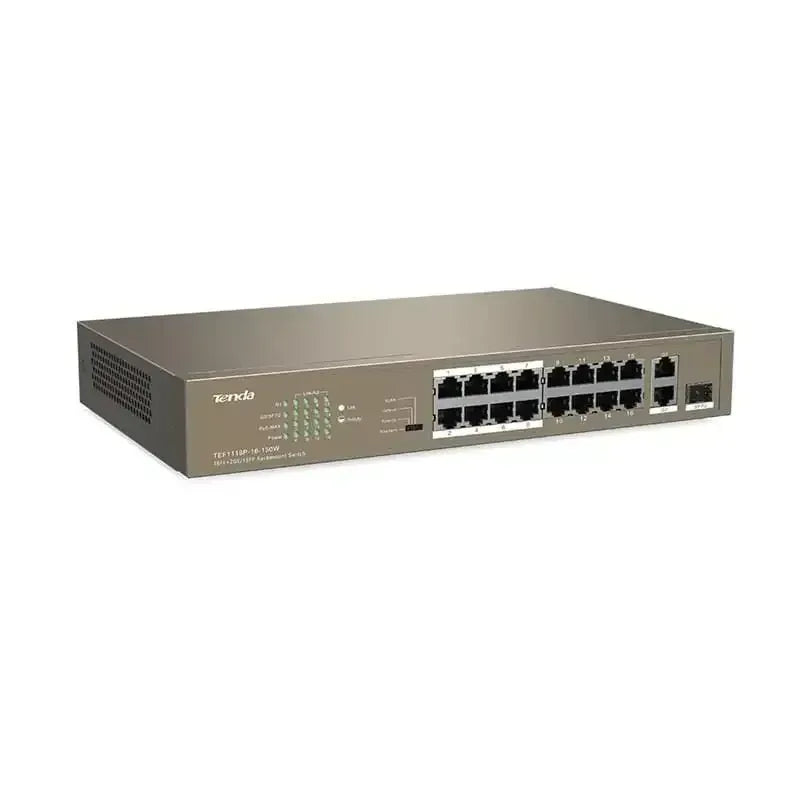 Tenda 16-Port Fast Ethernet Switch with 16-Port PoE | TEF1118P-16-150W Guards On Duty Security