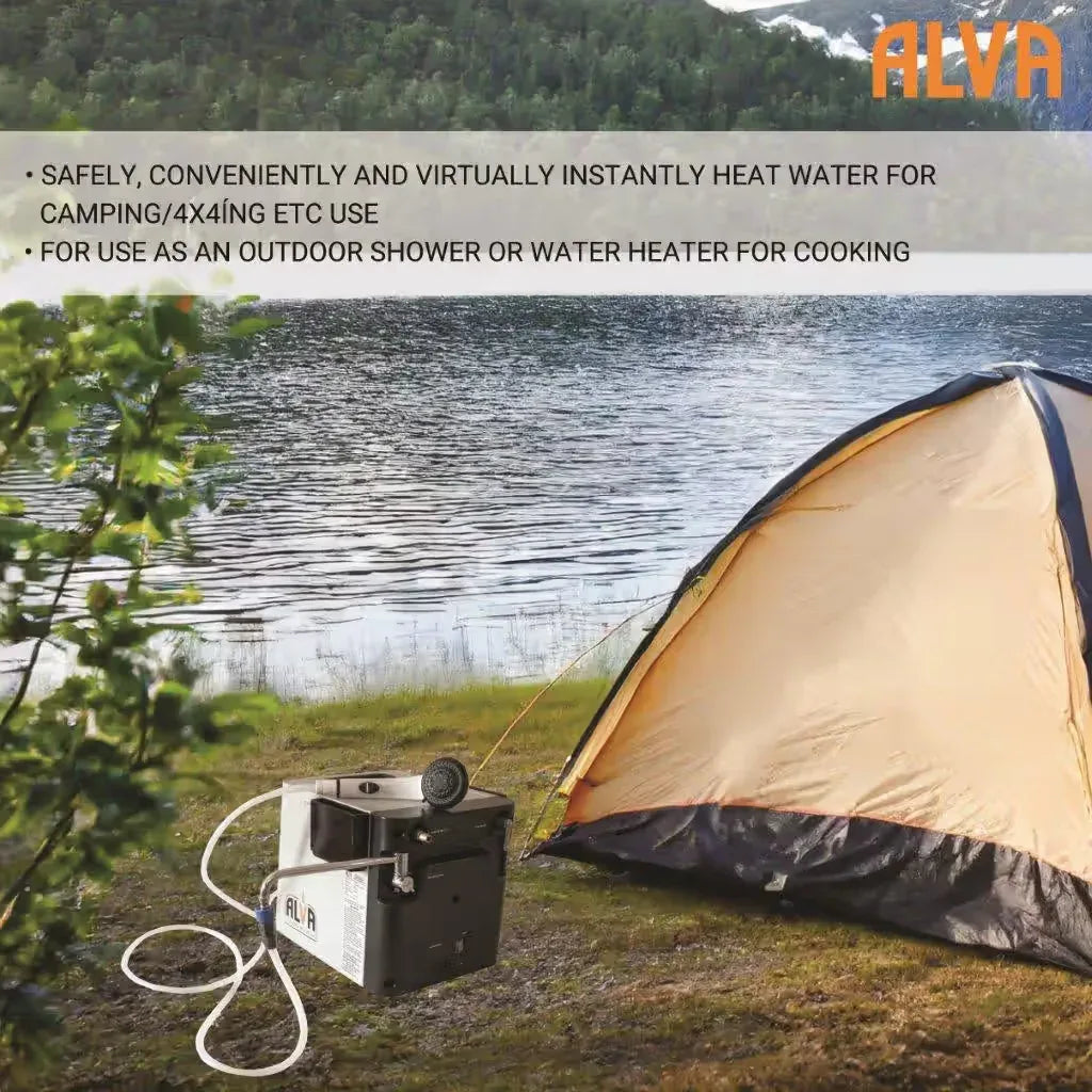 Alva Mini Portable Gas Water Heater (Camping, 4x4ing, Fishing) Guards On Duty Security