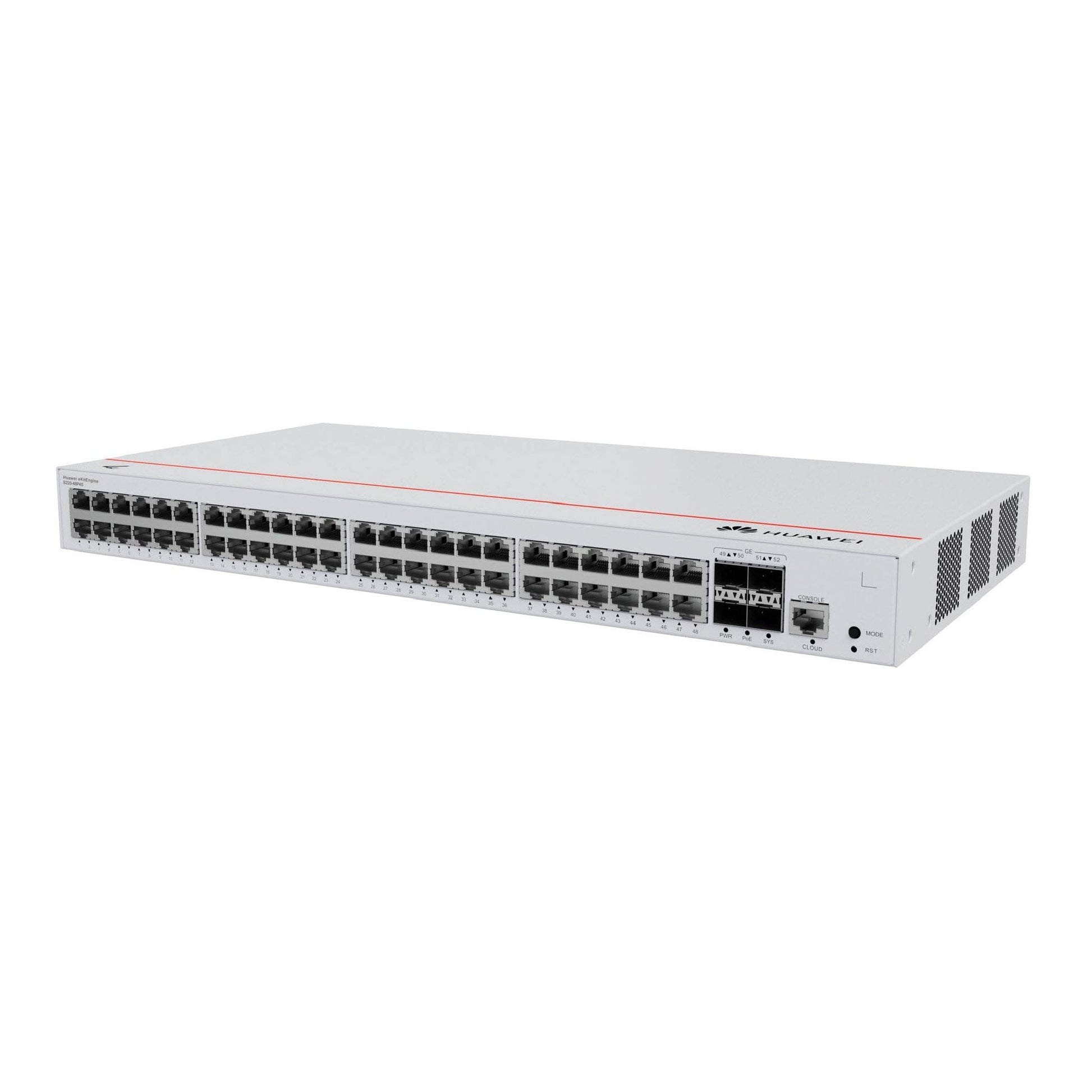 Huawei S220-48P4S Layer 2 Managed Switch, 48 x 10/100/1000BASE-T ports(380W PoE+), 4 x GE SFP ports