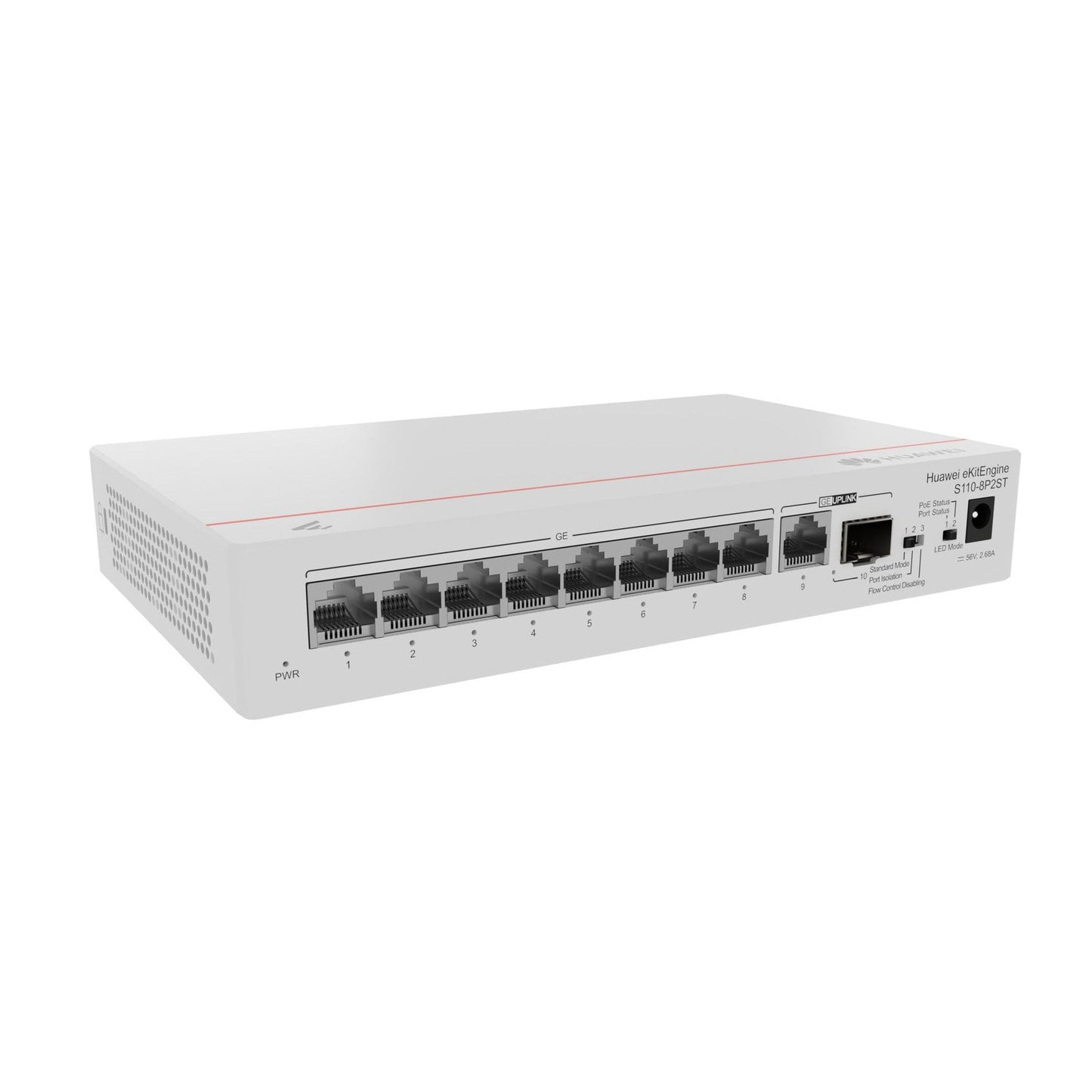Huawei S110-8LP2ST Unmanaged Switch 8 x 10/100/1000BASE-T ports, 1 x GE SFP ports, 1 x 10/100/1000BASE-T port, PoE+