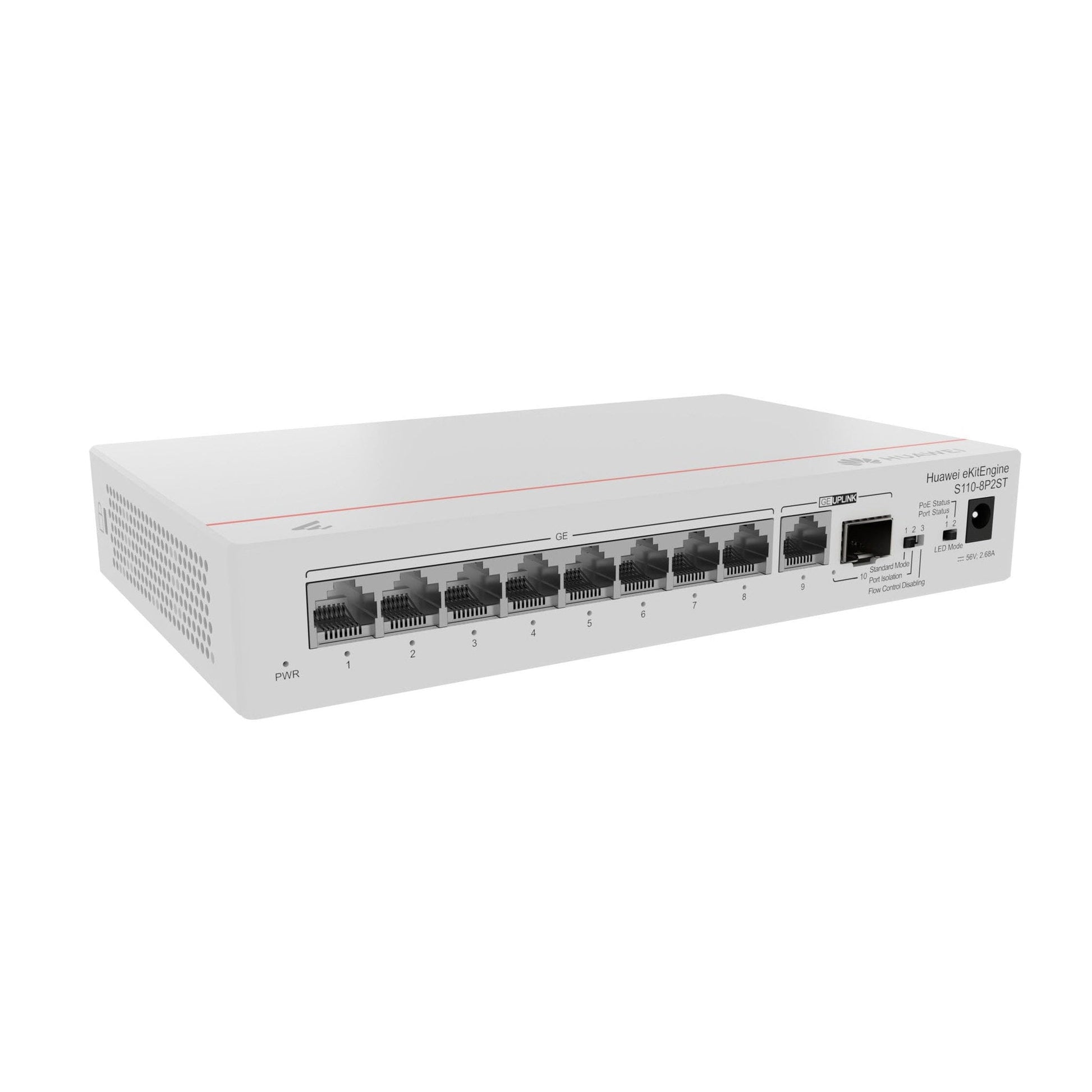Huawei S110-8LP2ST Unmanaged Switch 8 x 10/100/1000BASE-T ports, 1 x GE SFP ports, 1 x 10/100/1000BASE-T port, PoE+