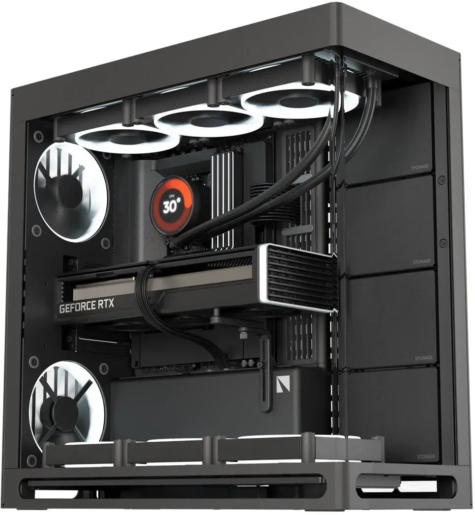 Aerocool HAVN HS 420 Base Edition Black EATX case - Supports up to 11 fans (0 incl) - 4x 3.5'' or 8x 2.5'' - 420mm Radiator.
