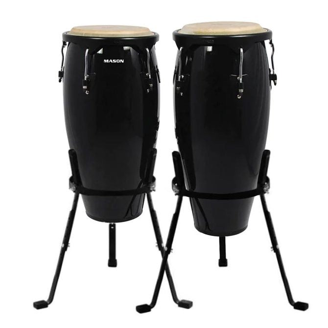 MASON 10+11 INCH FIBREGLASS CONGA SET BLACK (AL-124FW-BK)
