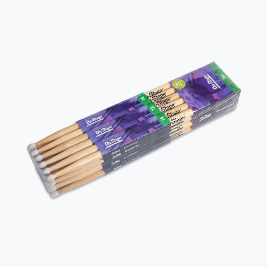 On Stage HN7A Hickory Drum Sticks (7A. Nylon Tip. 12pr) (HN7A)