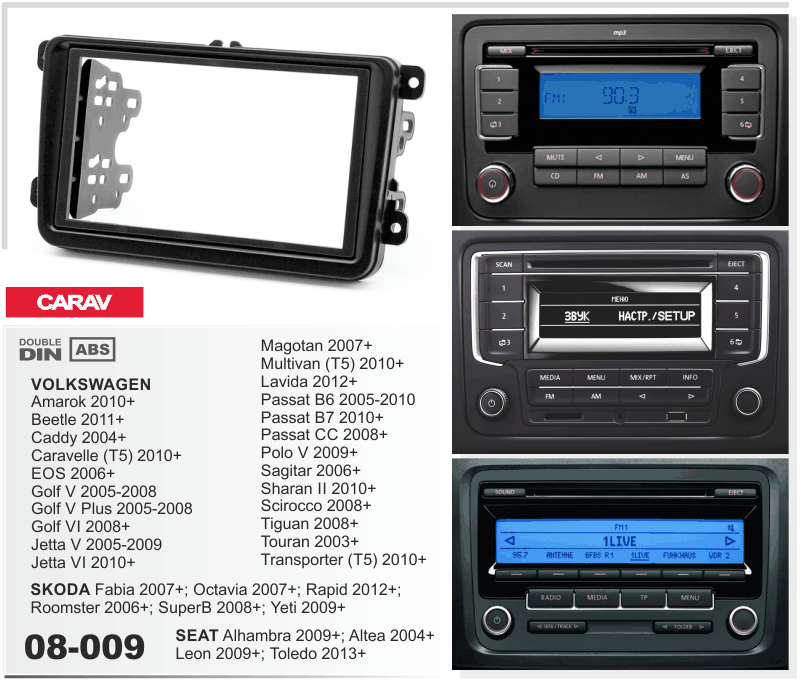 90008009- 2-Din VW Golf 5/6 Jetta 5/6 + Many More Models Trim (90008009)