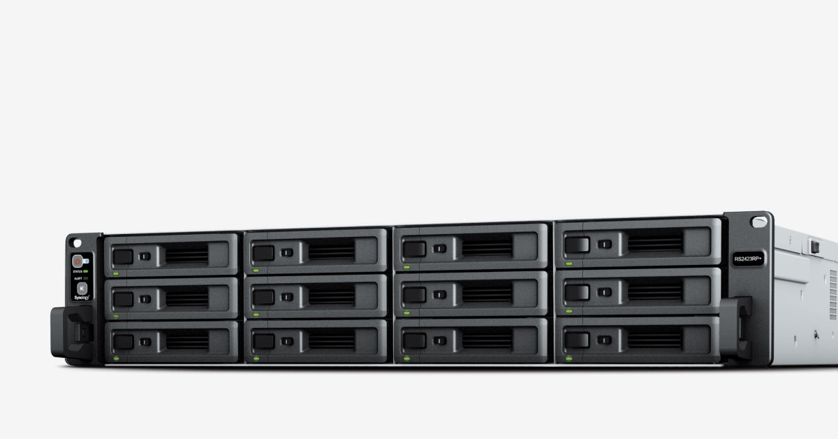 RackStation 12-bay (up to 24-bay); AMD Ryzen V1780B 2.4Ghz; 8GBDDR4 ECC (Up to 32GB); 2 x 1GbE PORT; Support RX1223RP expansion