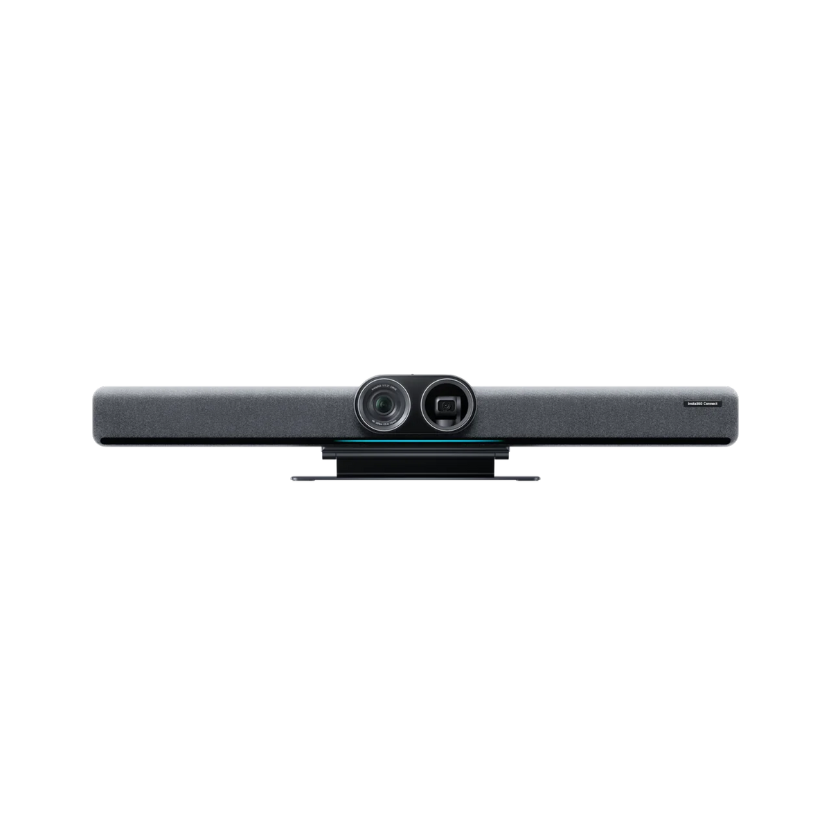 Insta360 Connect dual-4K AI video bar on its desk stand, front view