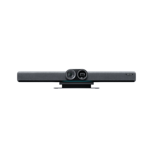 Insta360 Connect dual-4K AI video bar on its desk stand, front view