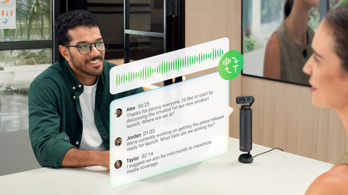 Insta360 Wave for Business on-device AI transcription