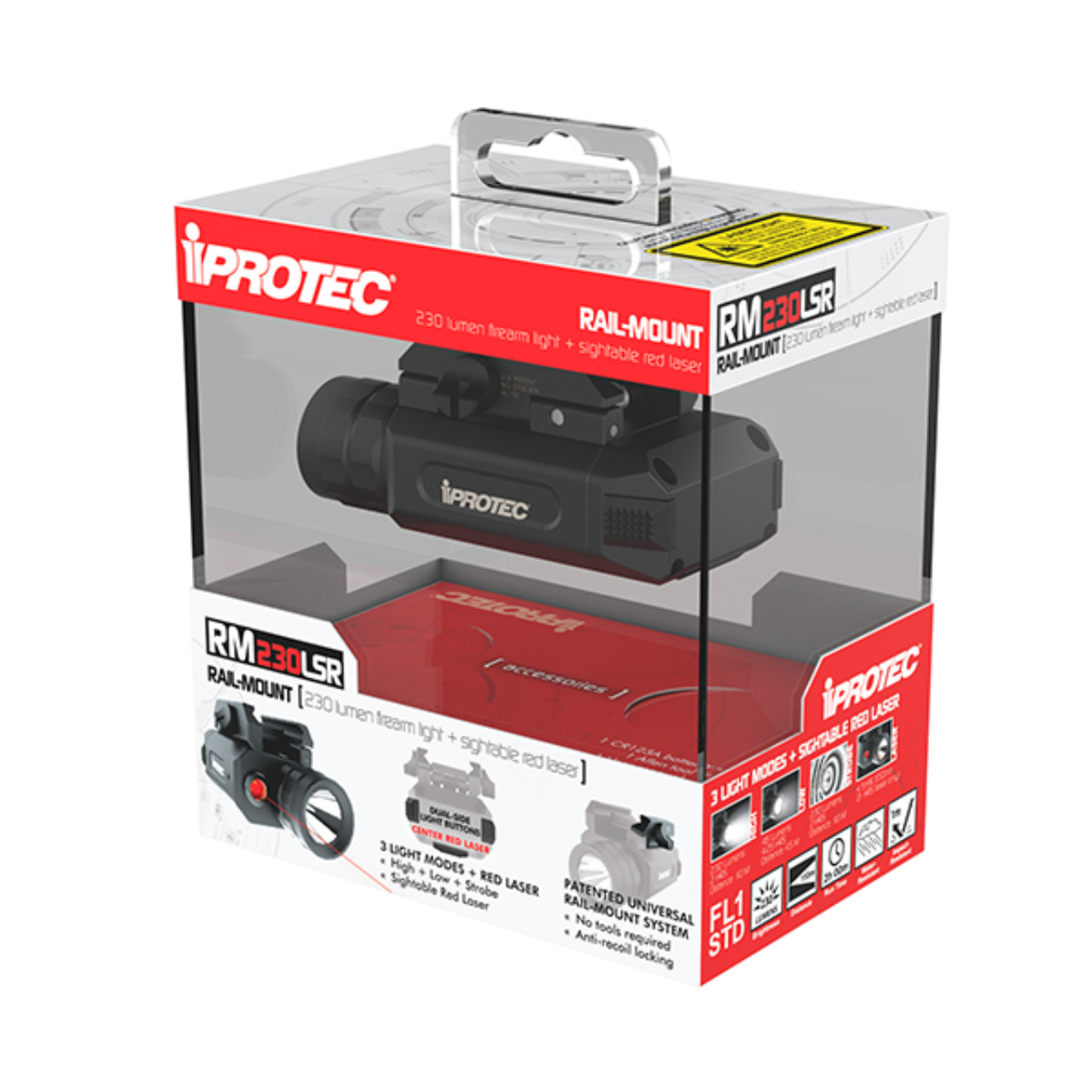 iProtec RM230LSR Rail-Mounted Light with Red Laser - 230 Lumens