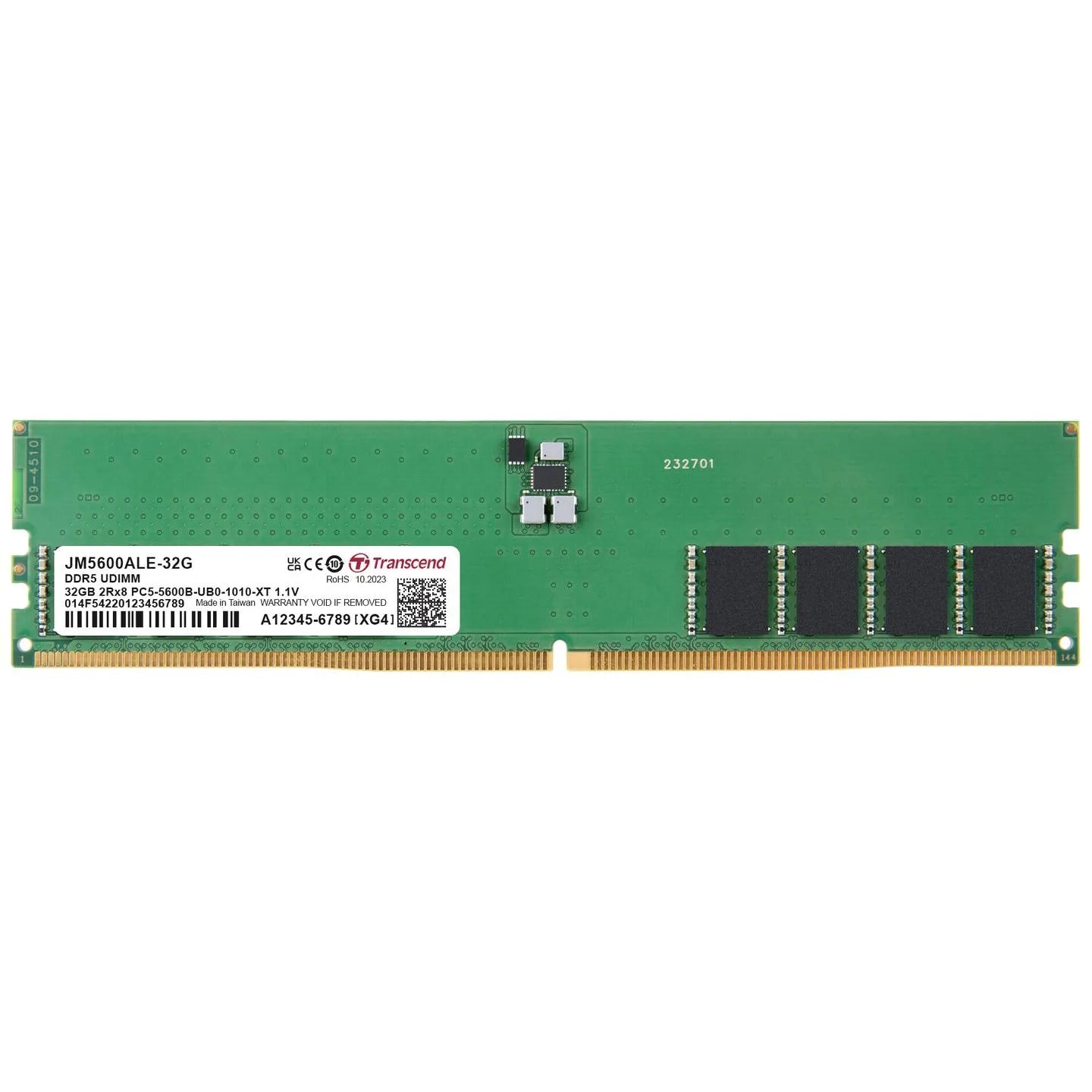 TRANSCEND JET MEMORY 32GB DDR5-5600 Unbuffered DESKTOP Long-DIMM 2RX8 CL46  (2Gx8)x16